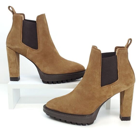 All Saints Harper Lug Sole Suede Ankle High Heeled Boots US 11 NWOB - Picture 6 of 14